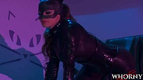 A young woman tied up and humiliated likes it hard in cat outfit