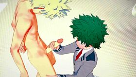 Gay Japanese threesome in My Hero Academia cosplay porn