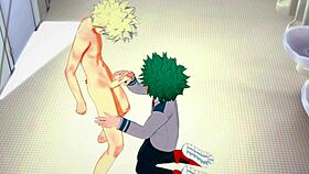 Gay Japanese threesome in My Hero Academia cosplay porn