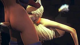 Young fox enjoys hardcore action with two futanari partners