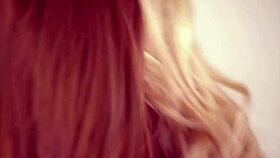 Two beautiful blondes in hot lesbian scene in a house which is full of passion